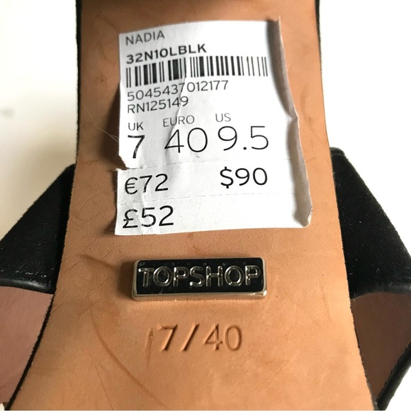 TOPSHOP Black Suede Silver Grommet Block Heel Ankle Strap Slingback Heel NWT 9.5 - Picture 11 of 16